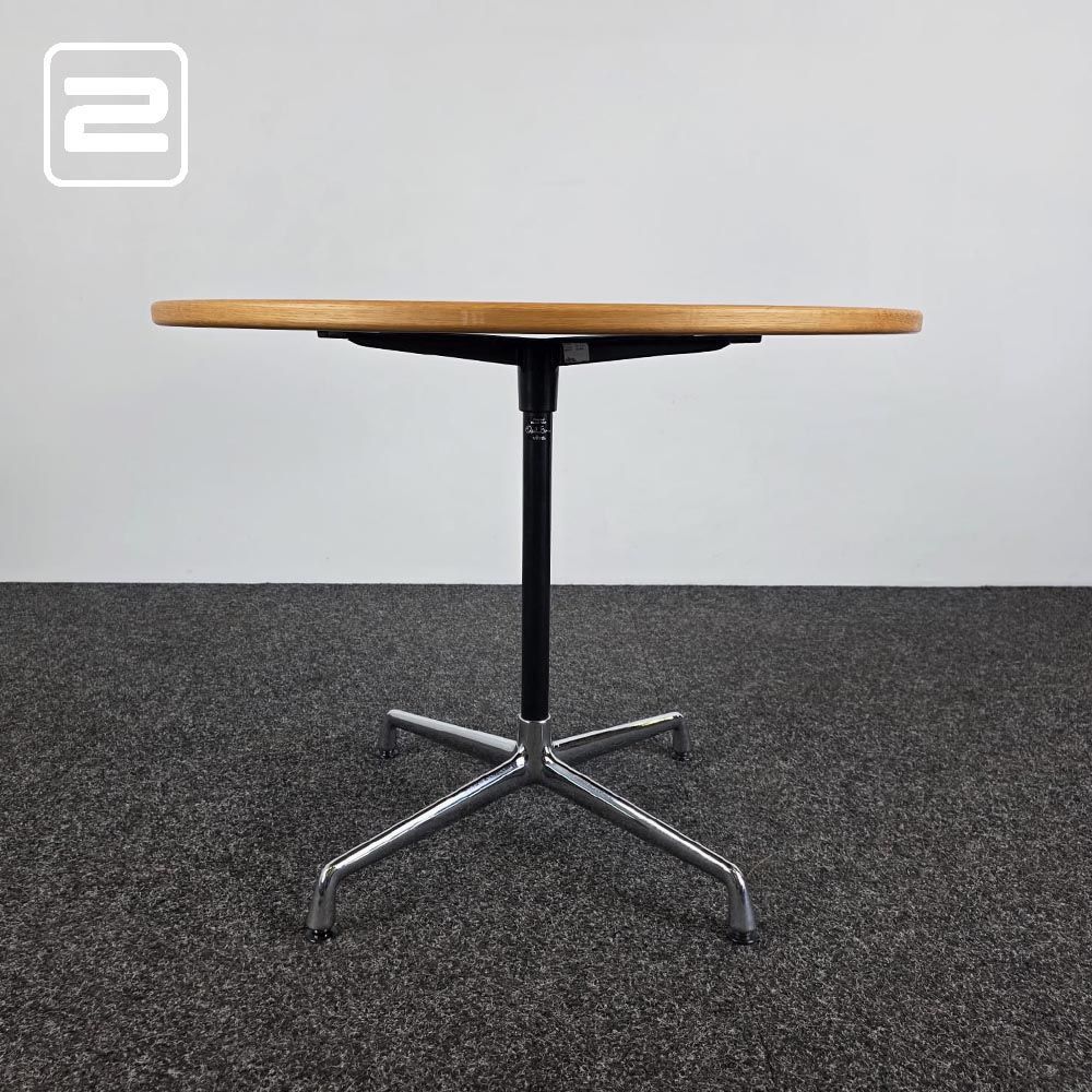 VITRA Kantinetafel Rond design by Charles and Ray Eames B90xH73 - eik fineer / chrome kruisvoet