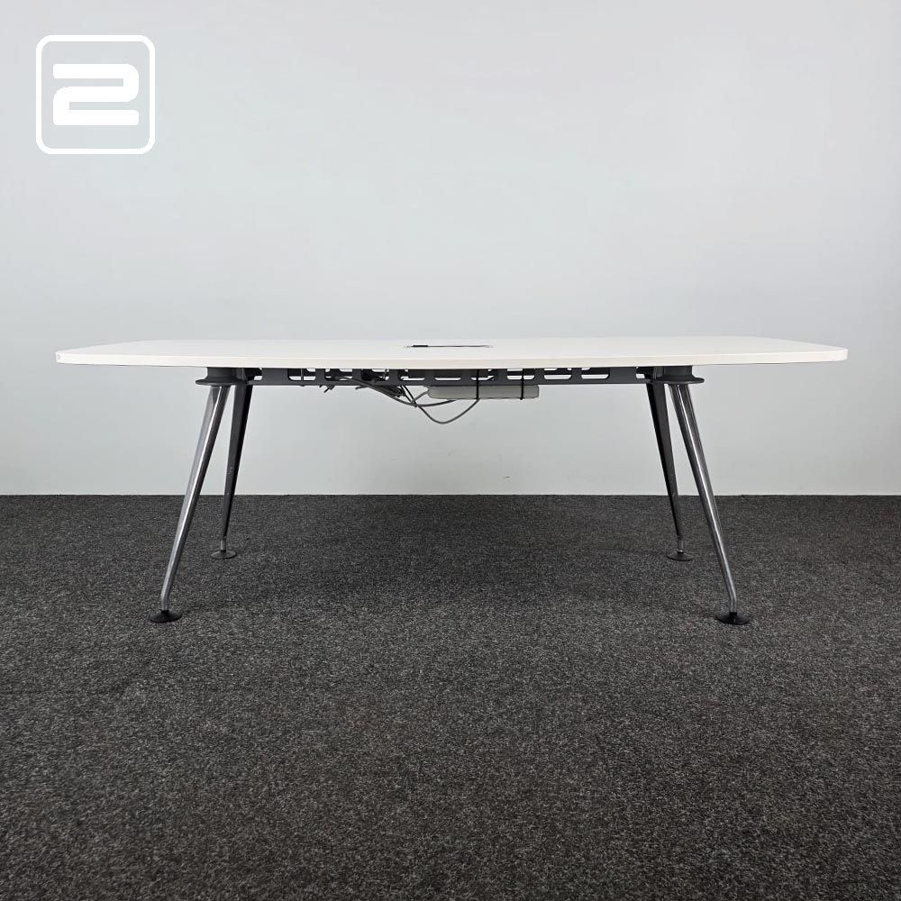 VITRA Ad Hoc Vergadertafel Tonvormig design by Antonio Citterio B200xD100xH72 - wit hpl / chrome vierpoot