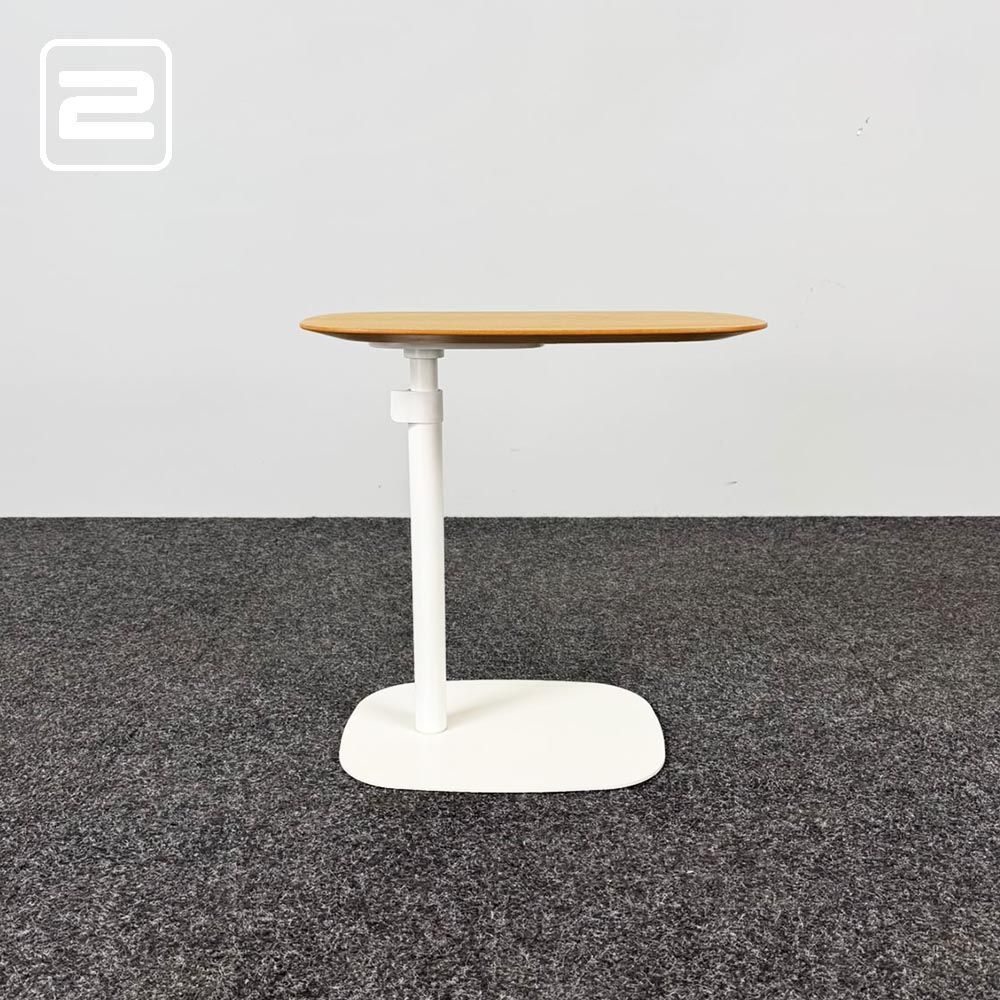 Bijzettafel B50xD37xH52-72 - houtpatroon mdf / wit metaal vloerplaat