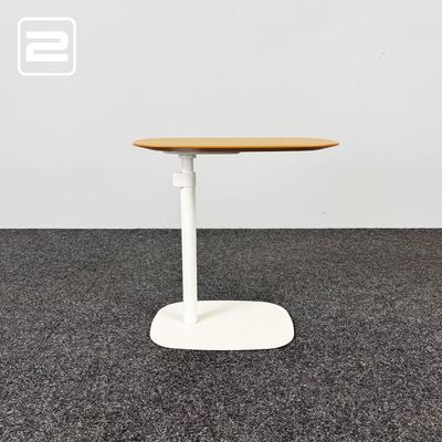 Bijzettafel B50xD37xH52-72 - houtpatroon mdf / wit metaal vloerplaat Bijzettafel B50xD37xH52-72 - houtpatroon mdf / wit metaal vloerplaat