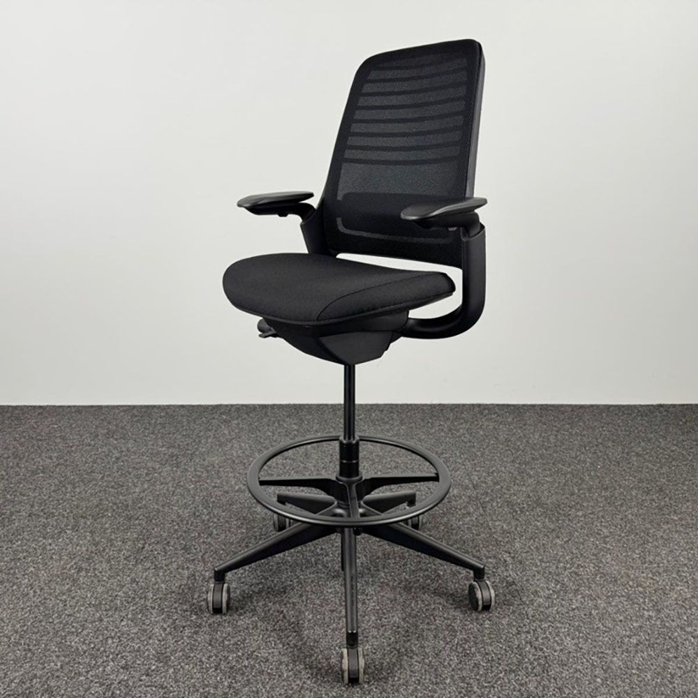 STEELCASE Series 1 Bureaustoel Hoog - zwart stof / zwart kunststof kruisvoet