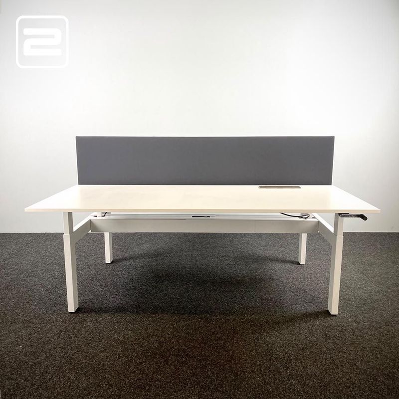 AHREND Dubbele Workbench B180xD170xH108 - wit melamine / wit metaal h-poot