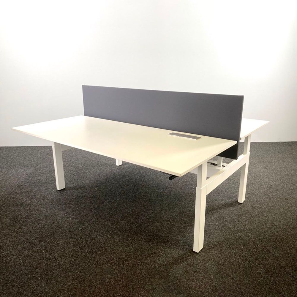 AHREND Dubbele Workbench B180xD170xH108 - wit melamine / wit metaal h-poot