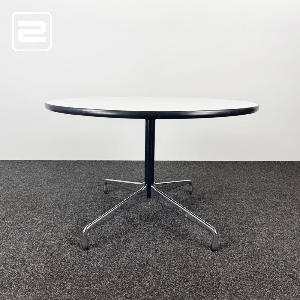 VITRA Eames Vergadertafel Rond design by Charles and Ray Eames B110xD110xH72 - wit hpl / chrome sterpoot VITRA Eames Vergadertafel Rond design by Charles and Ray Eames B110xD110xH72 - wit hpl / chrome sterpoot