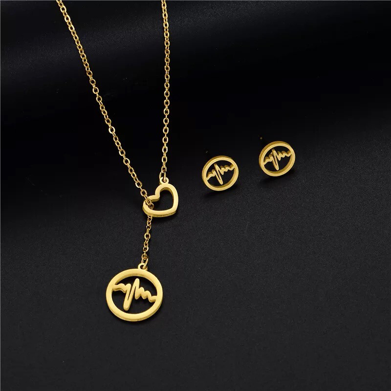 EKG Rhythm Necklace Set