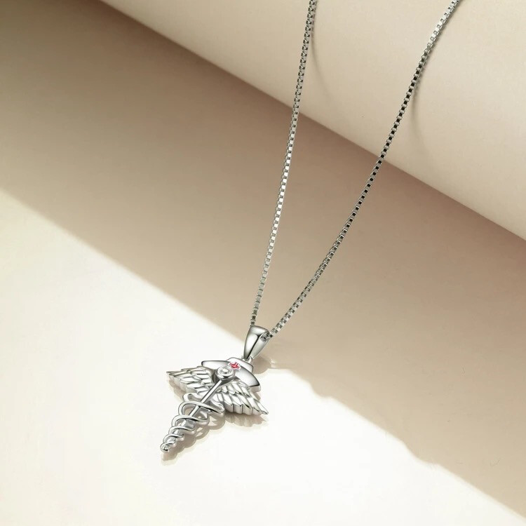 Caduceus Angel Necklace