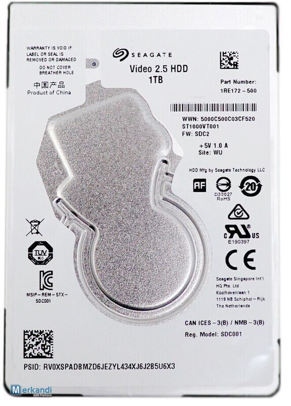 Disco duro de laptop 1TB Seagate SATA 6Gb / s 128MB Cache 2.5 7mm- (ST1000VT001)