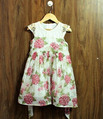 Print dress with lined cotton(4 to 12 Yrs.)