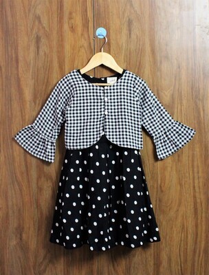 Polka dot dress with Shrug(4 to 12 Yrs.)