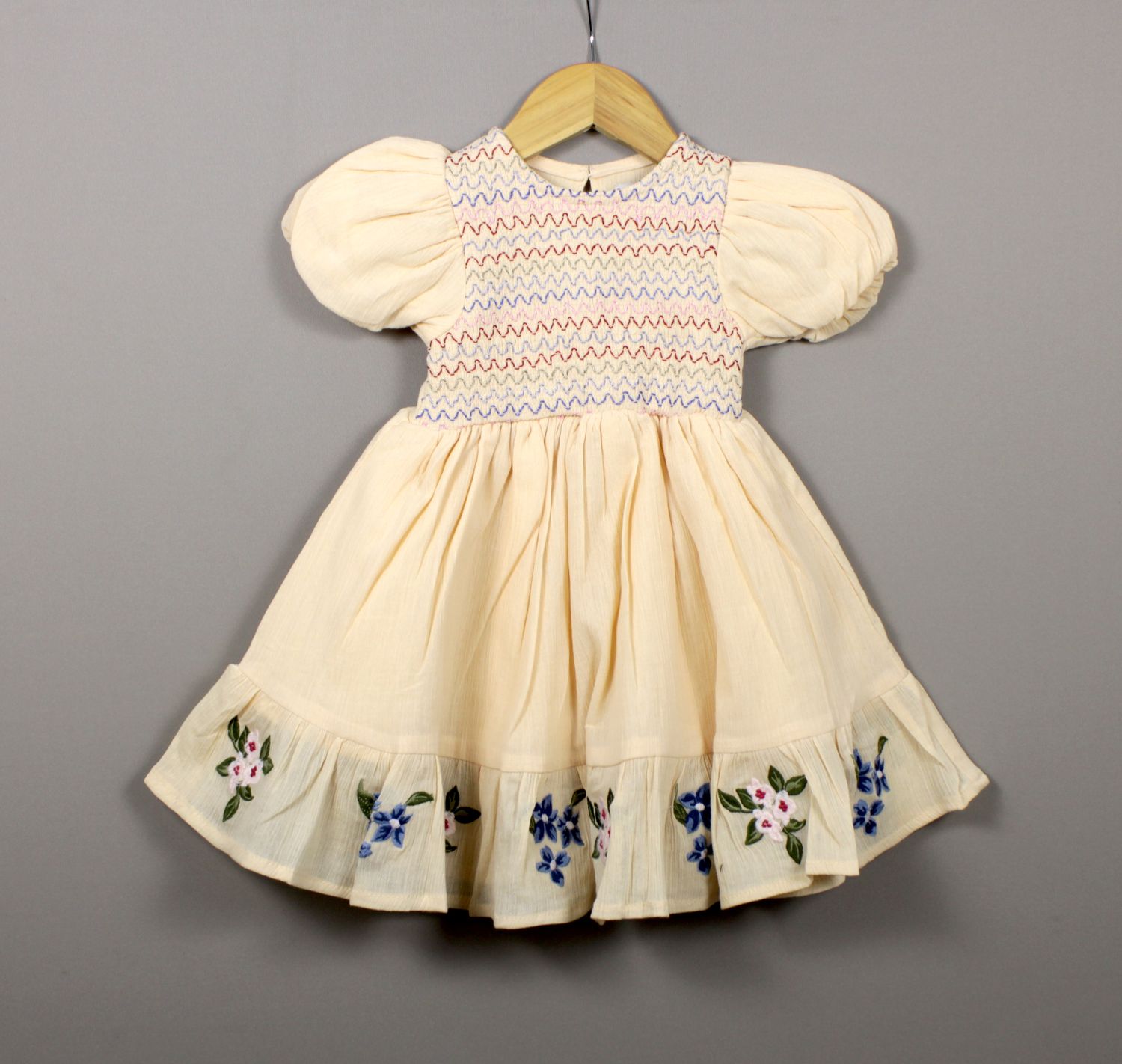 smoking with emboriadry dress(2 to 7-8 years)
