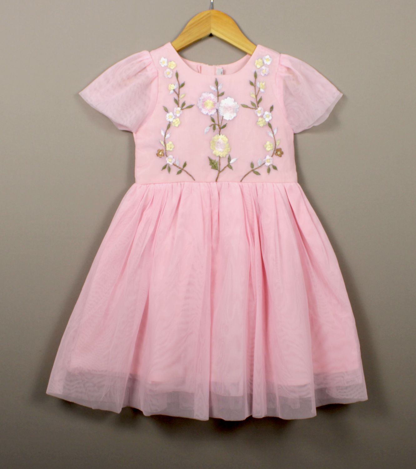 net with good lining cotton party dress(4 to 12 years)