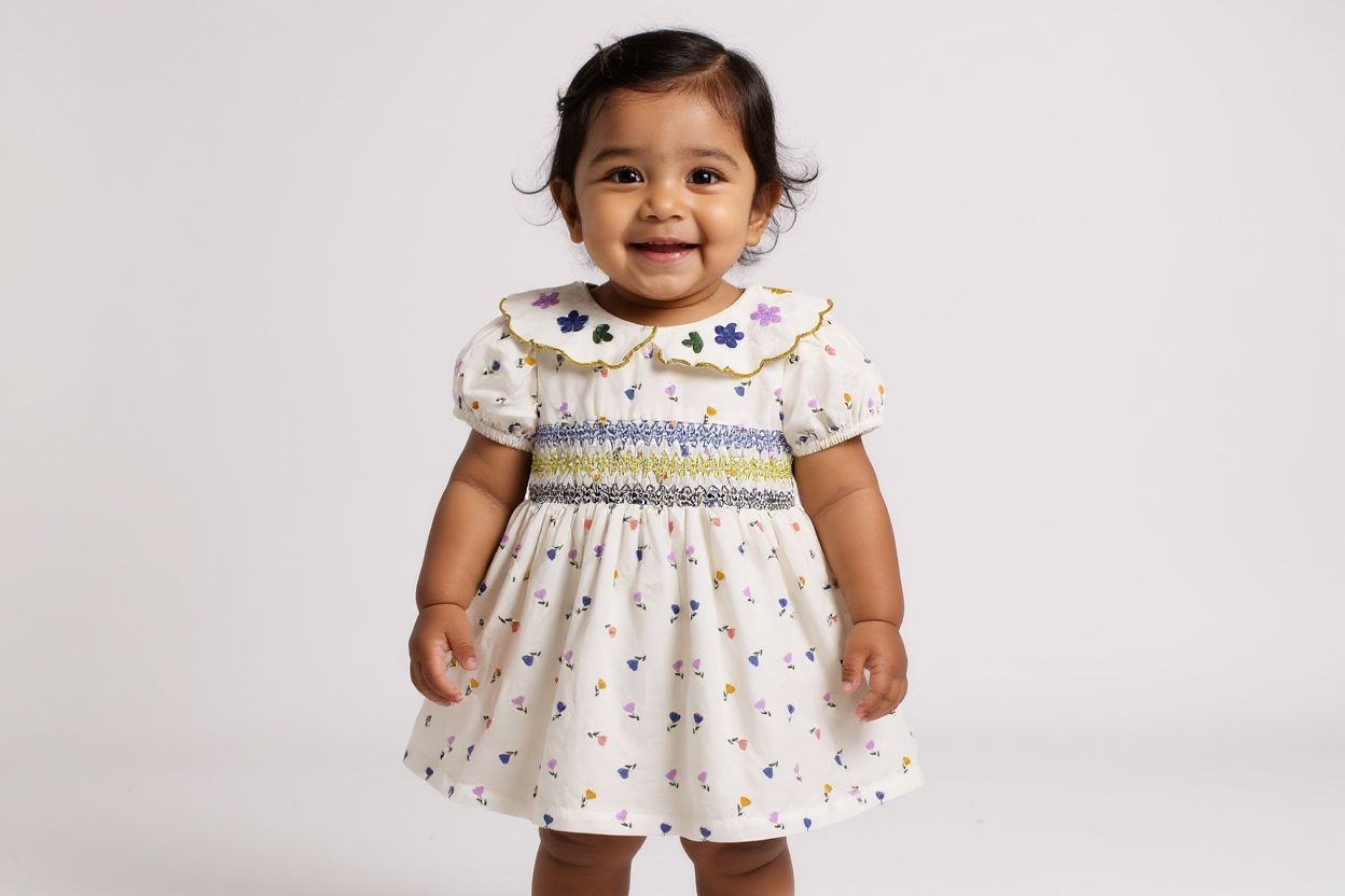 Embroidered Petal Cotton Frock