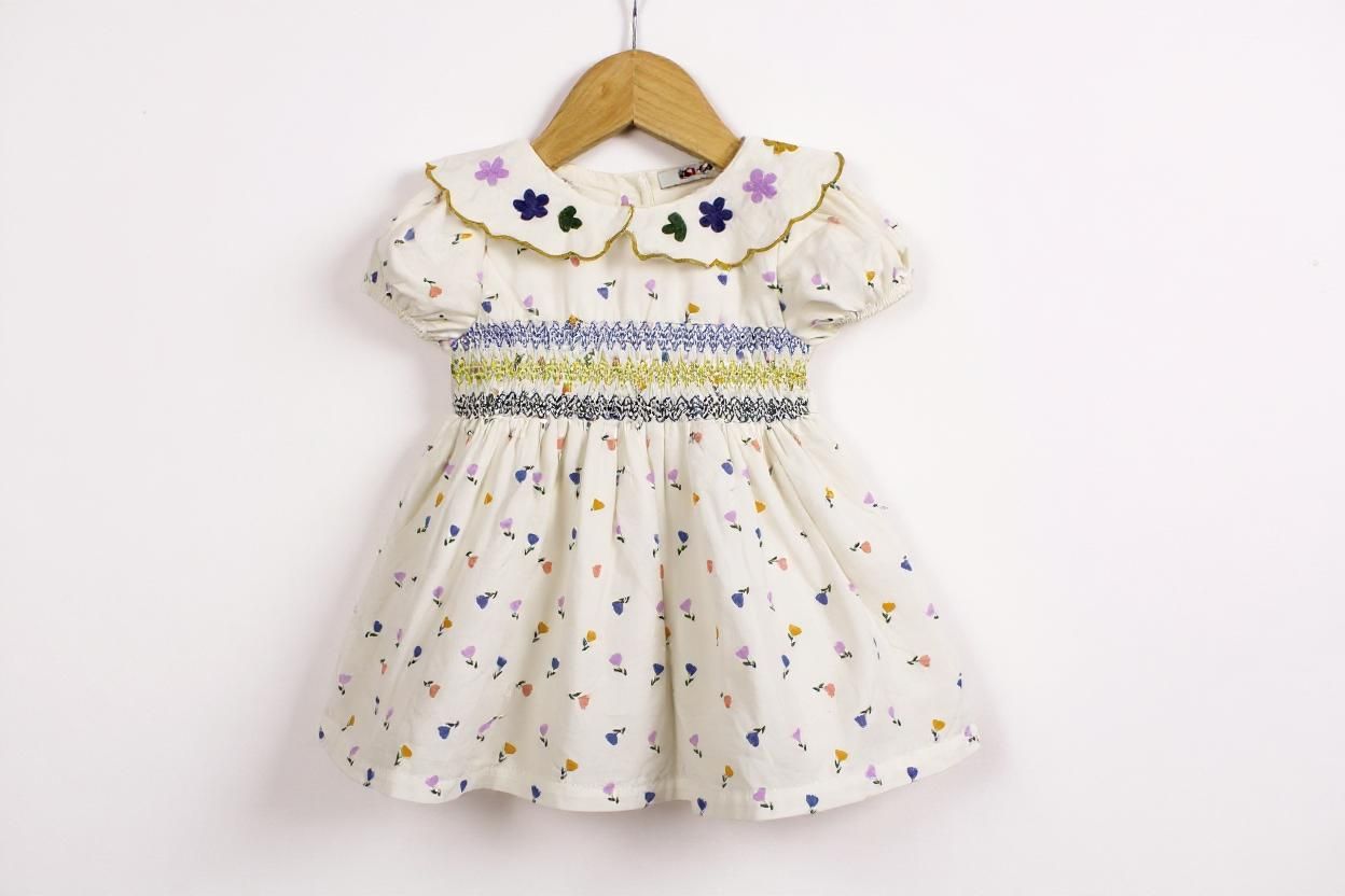 Embroidered Petal Cotton Frock