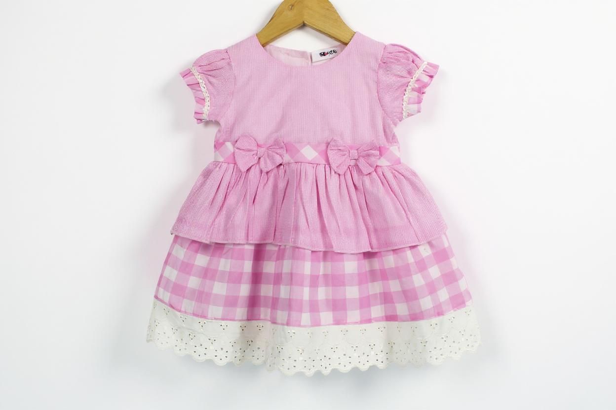 Sweet Bow Pink Cotton Frock