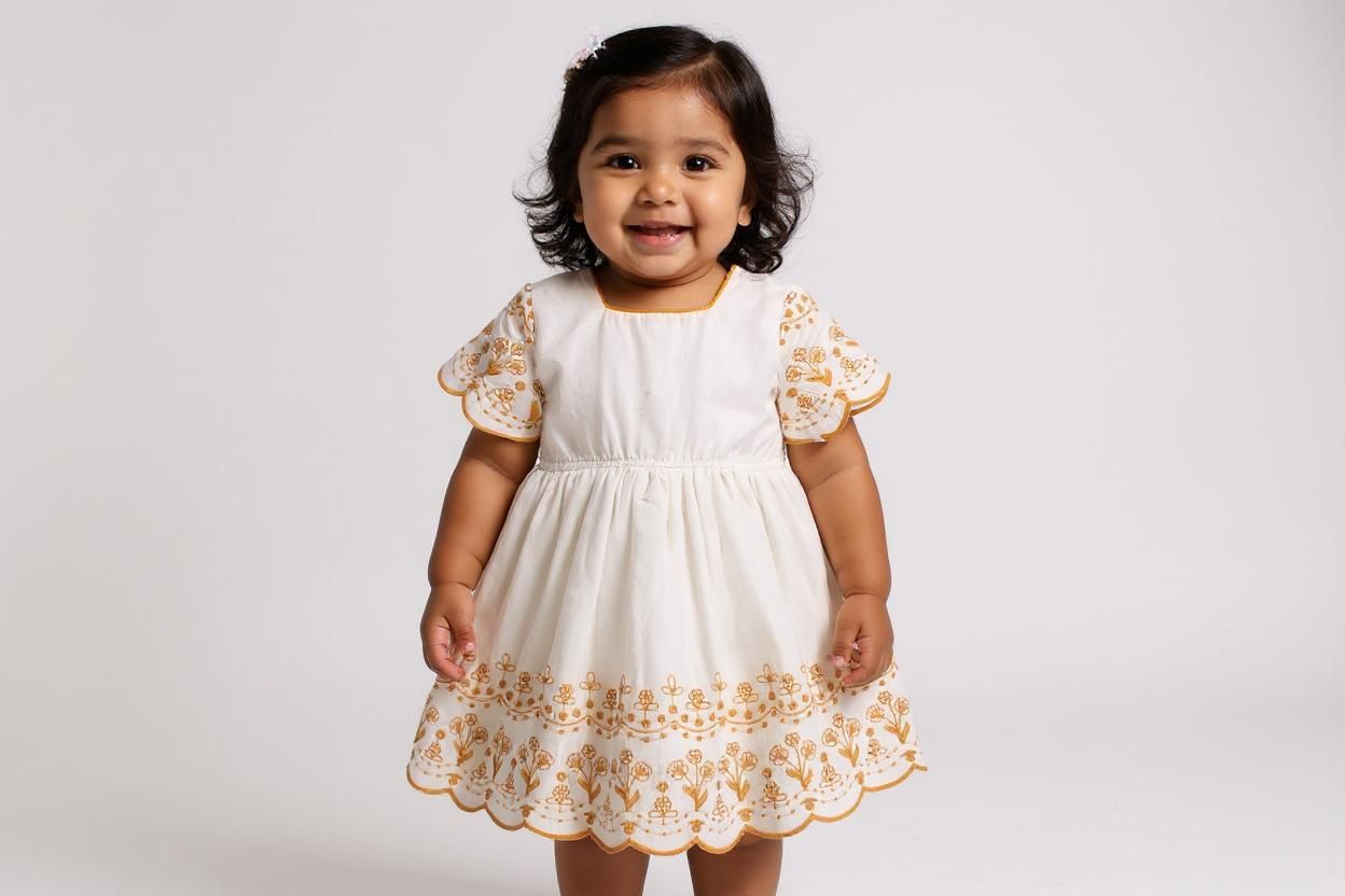 Golden Garden embroidered Cotton Frock