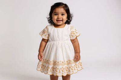 Golden Garden embroidered Cotton Frock