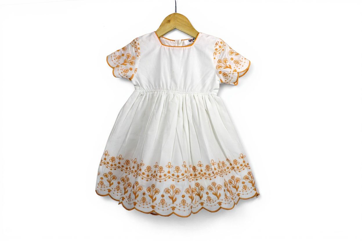 Golden Garden embroidered Cotton Frock