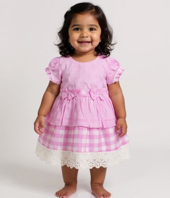 Sweet Bow Pink Cotton Frock