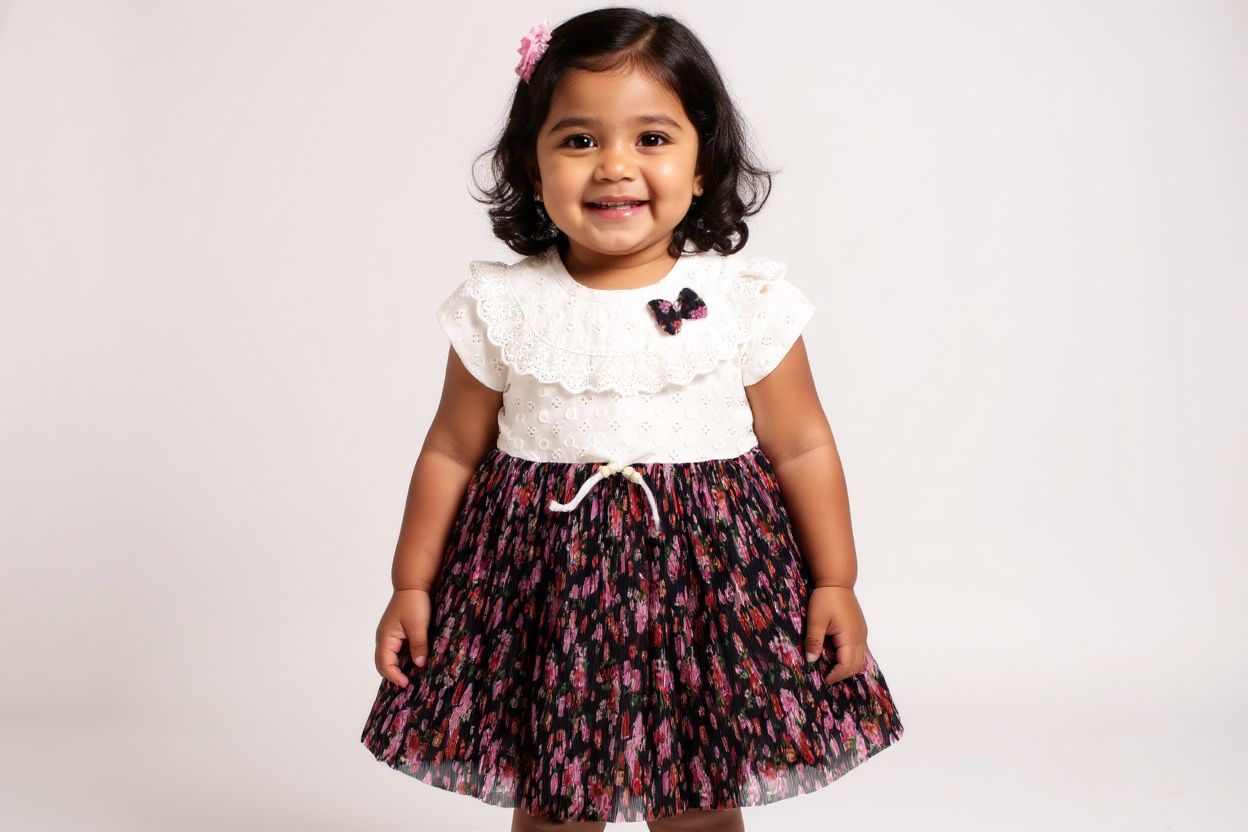 Floral Royalty Cotton Net Frock