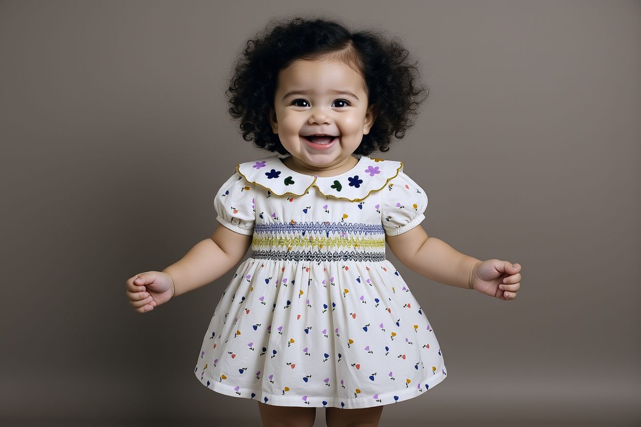 Embroidered Petal Cotton Frock