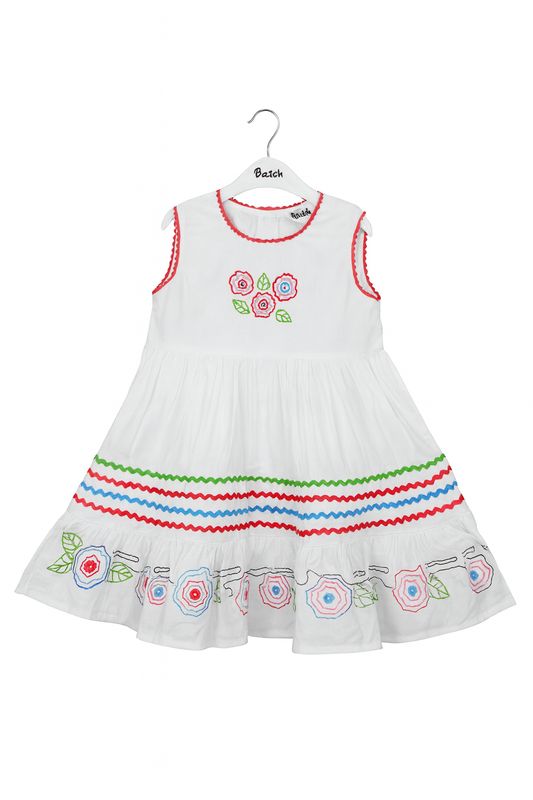 White Embroidered Cotton Frock