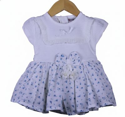 Baby Girls White Floral Cotton Frock with Bow Baby Girls White Floral Cotton Frock with Bow