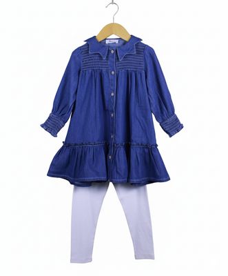 Stylish Denim Dress  2-Piece Casual Outfit Set