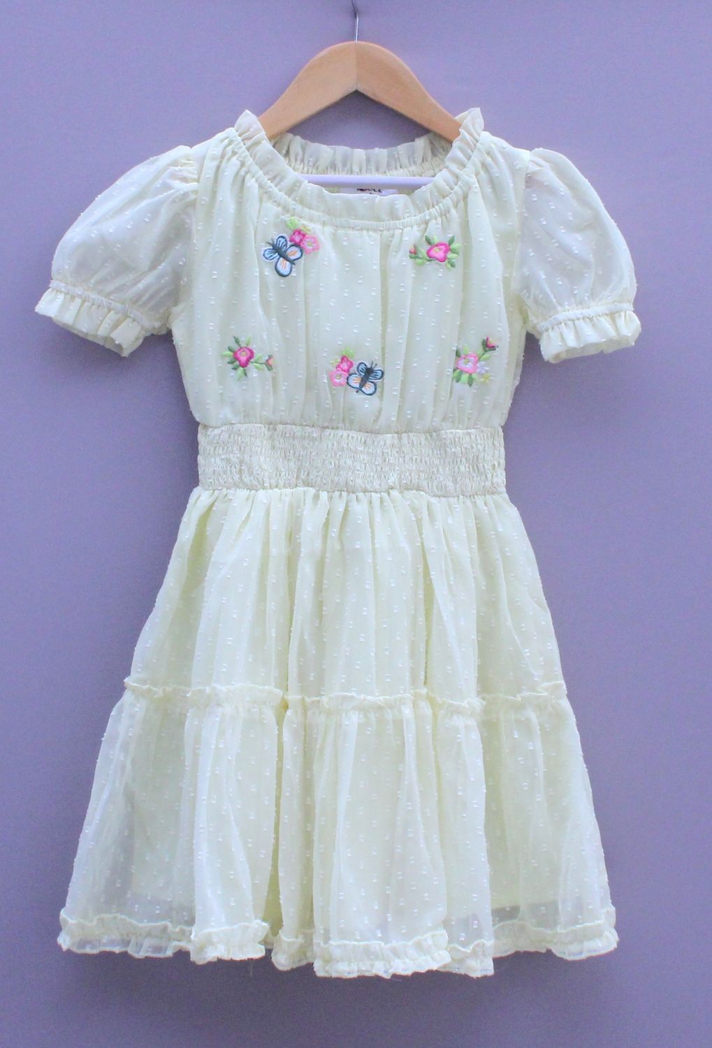 Light Yellow Embroidered butta georgette