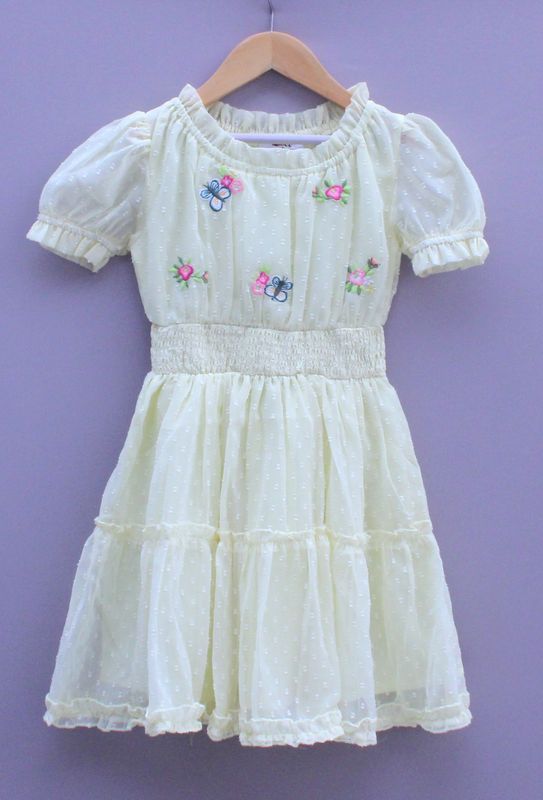 Light Yellow Embroidered butta georgette