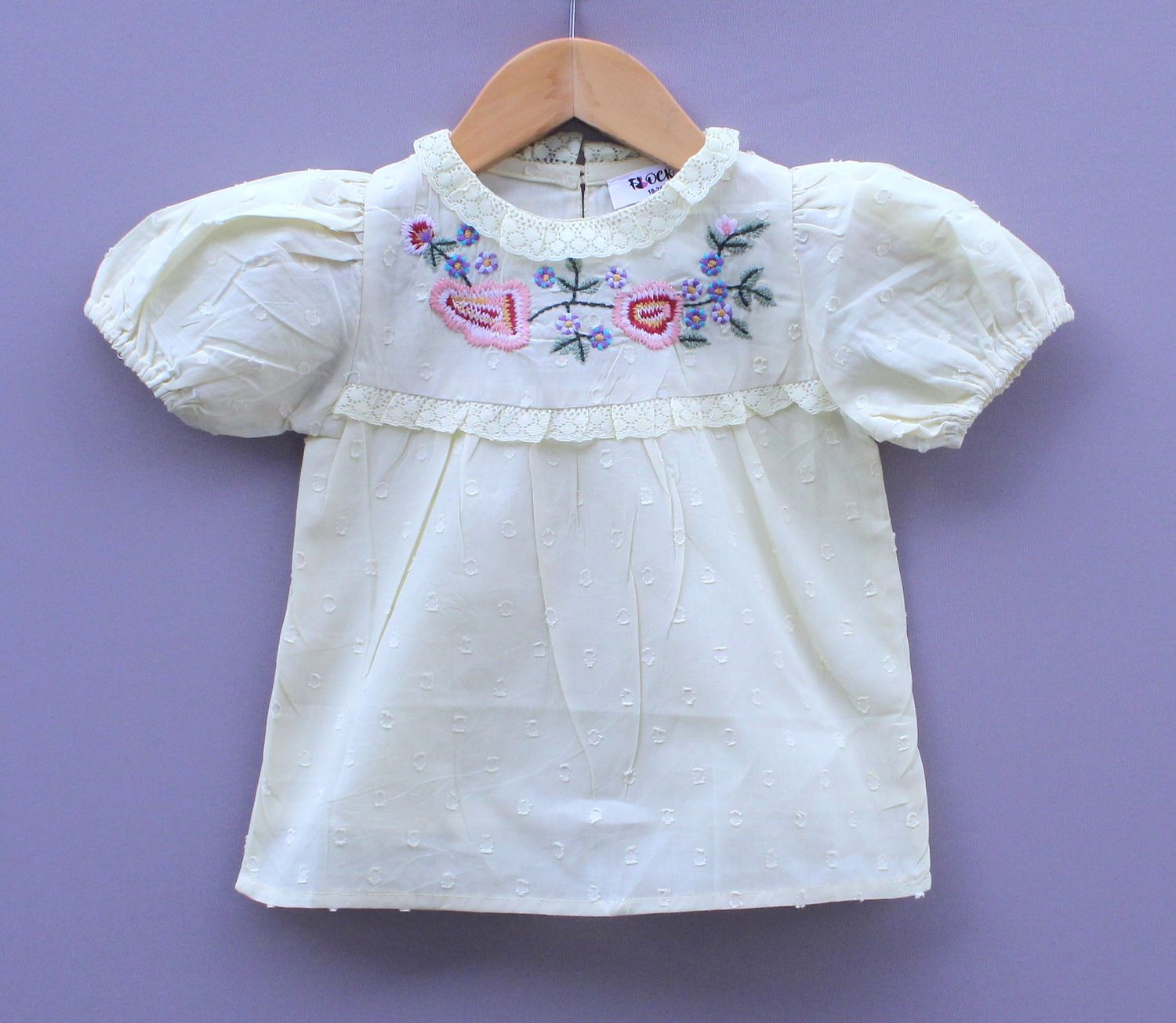 light yellow Embroidered Cotton Top