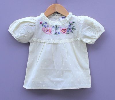 light yellow Embroidered Cotton Top