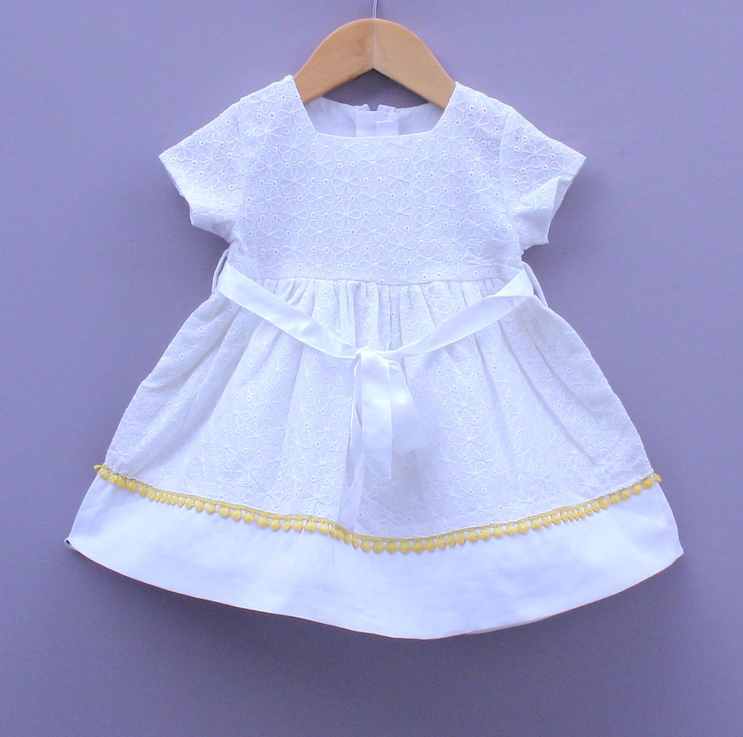 White Cotton Embroidered Frocks