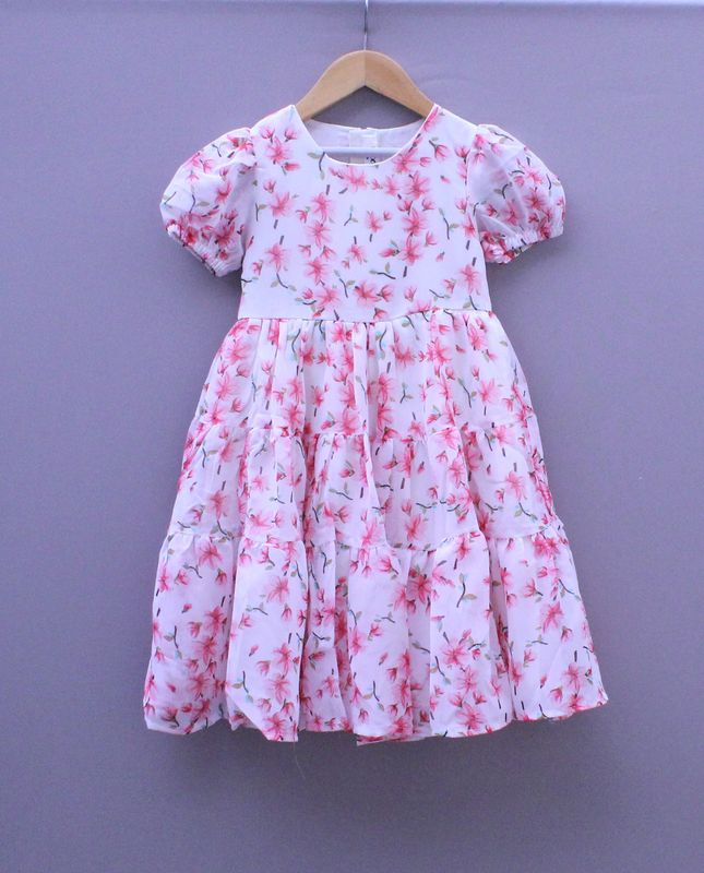 All-over floral print with tiered flare