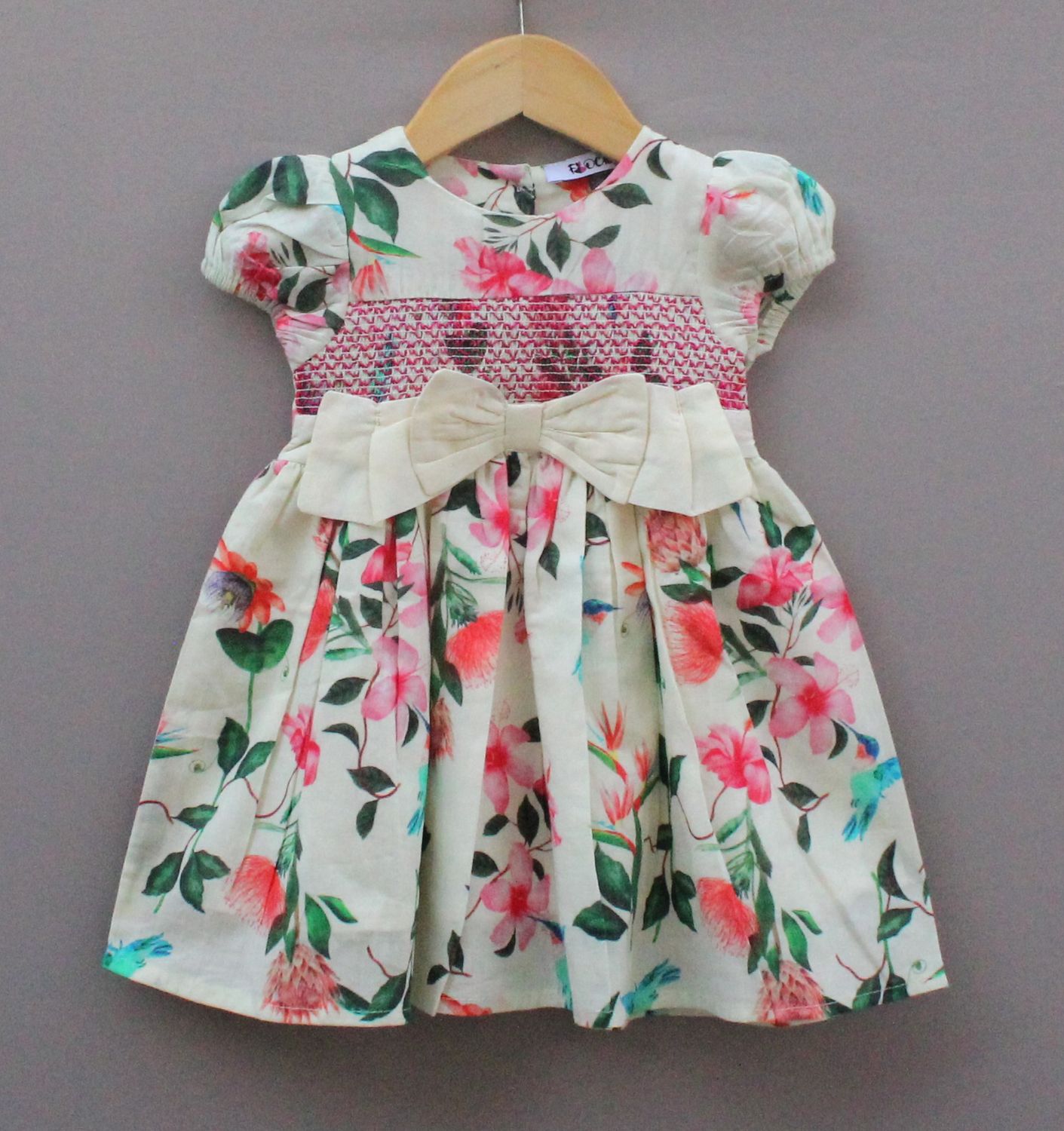 Floral Kids smocked bodice Dress