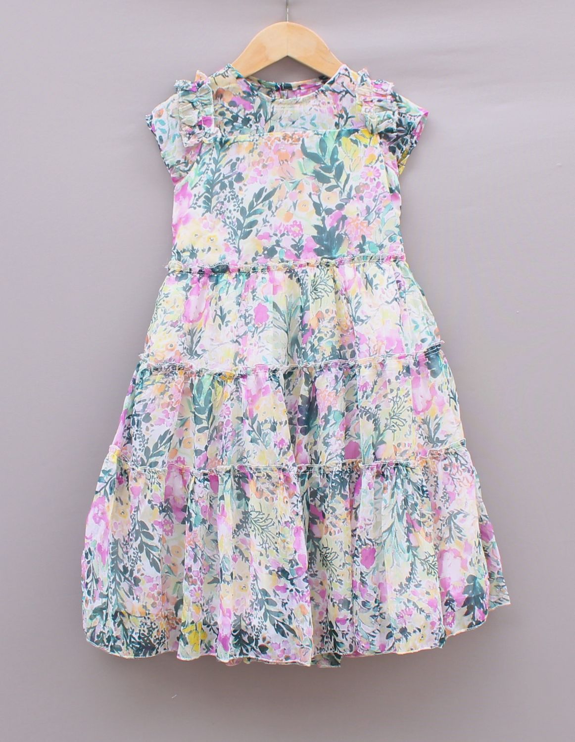 ​Girls Floral Printed Chiffon Dress