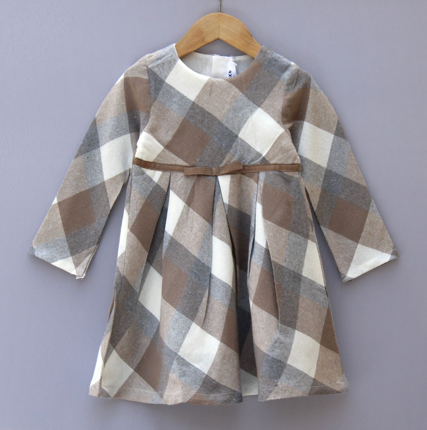 Brown &amp; Beige Checked Winter Dress