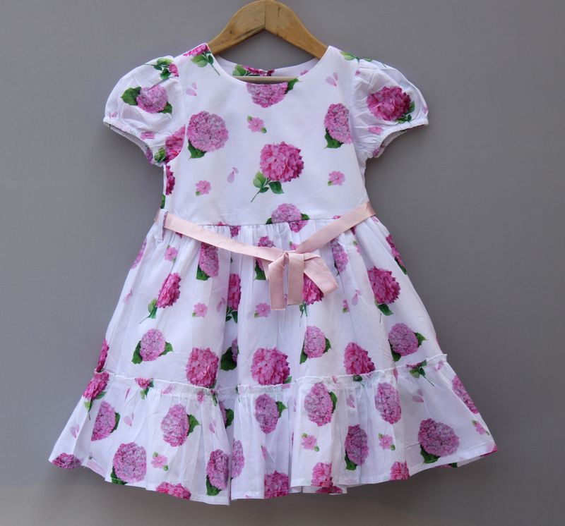 White &amp; Pink Floral Cotton Dress