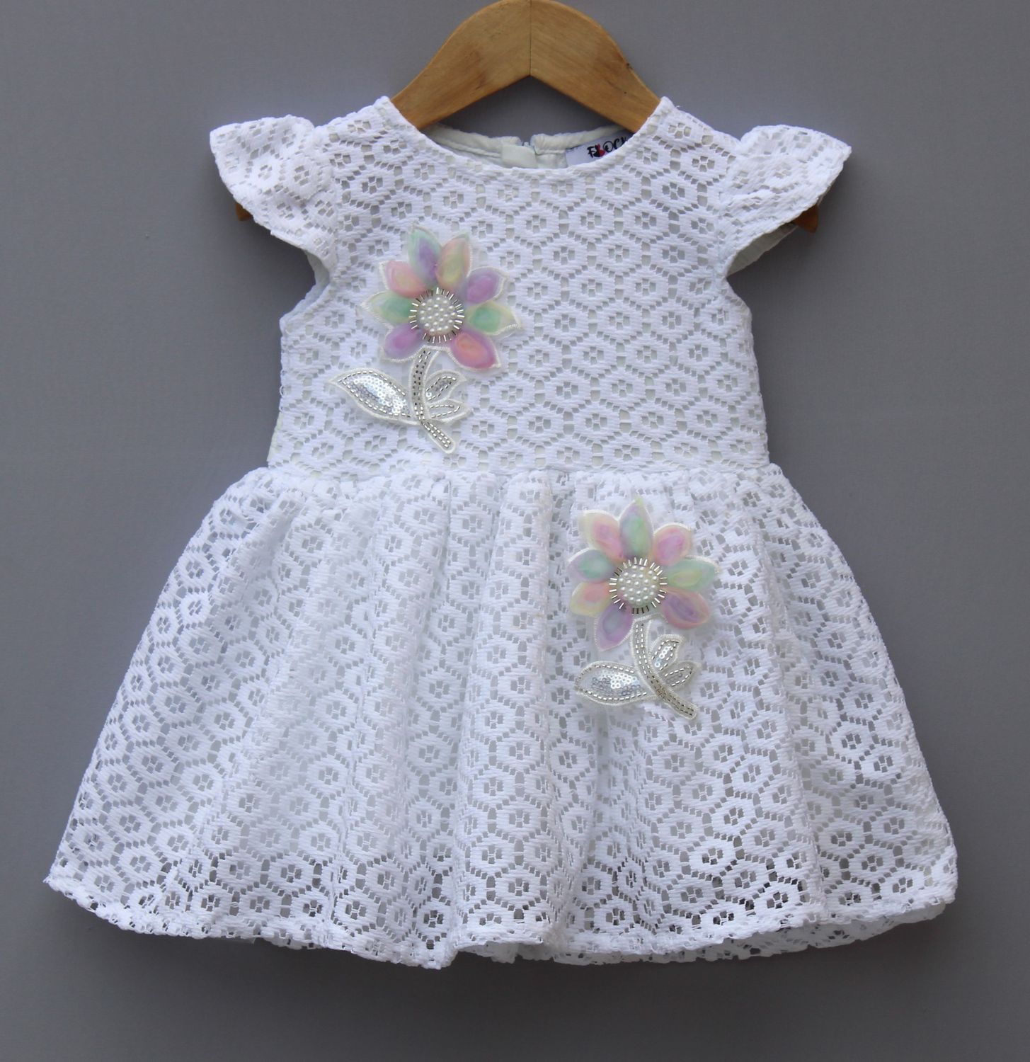 ​White Lace Party Wear Frock for Girls