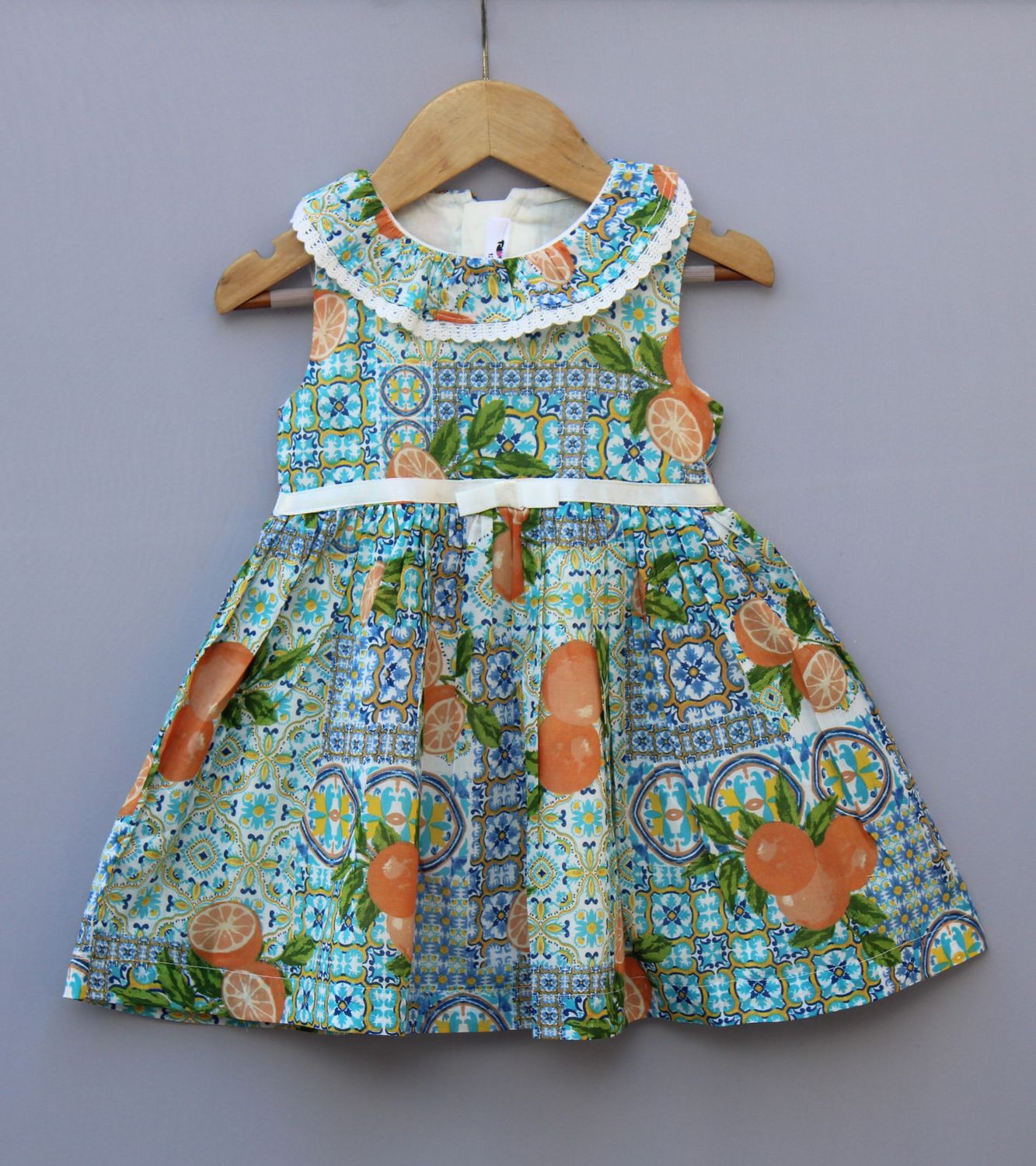 ​Tropical Fruit Printed Cotton Frock for Baby Girls