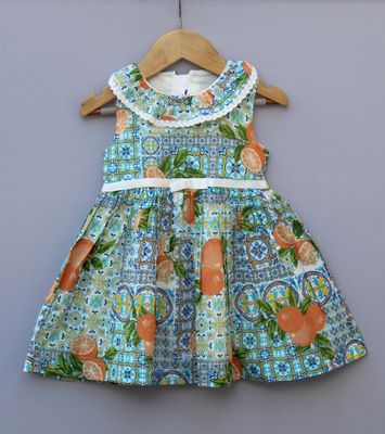 ​Tropical Fruit Printed Cotton Frock for Baby Girls