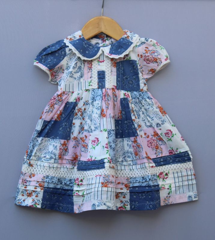 lue &amp; Pink Patchwork Floral Cotton Frock