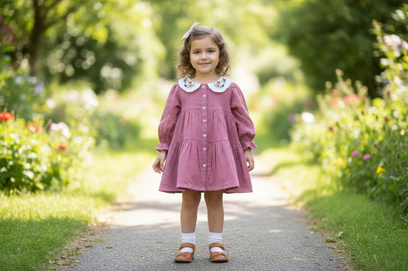 Pink Peter Pan Collar Cotton Dress