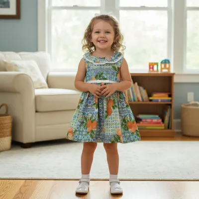 ​Tropical Fruit Printed Cotton Frock for Baby Girls