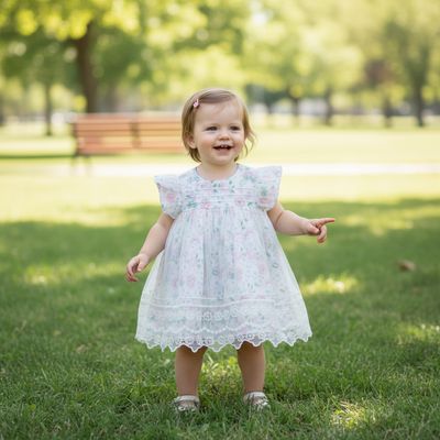 Pastel Floral Net Layered Party Dress