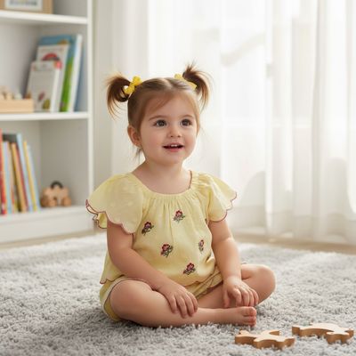 Embroidered Cotton Top and Shorts