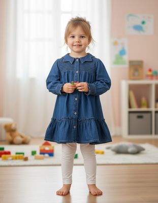 Stylish Denim Dress  2-Piece Casual Outfit Set