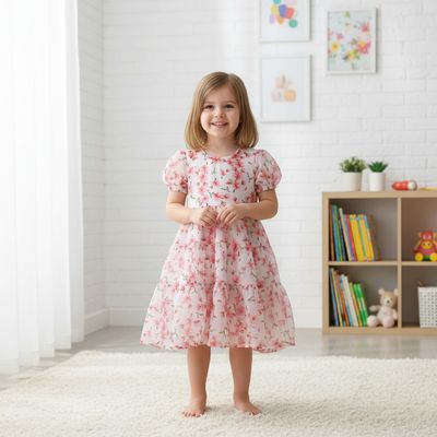 All-over floral print with tiered flare