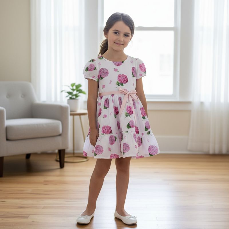 White &amp; Pink Floral Cotton Dress