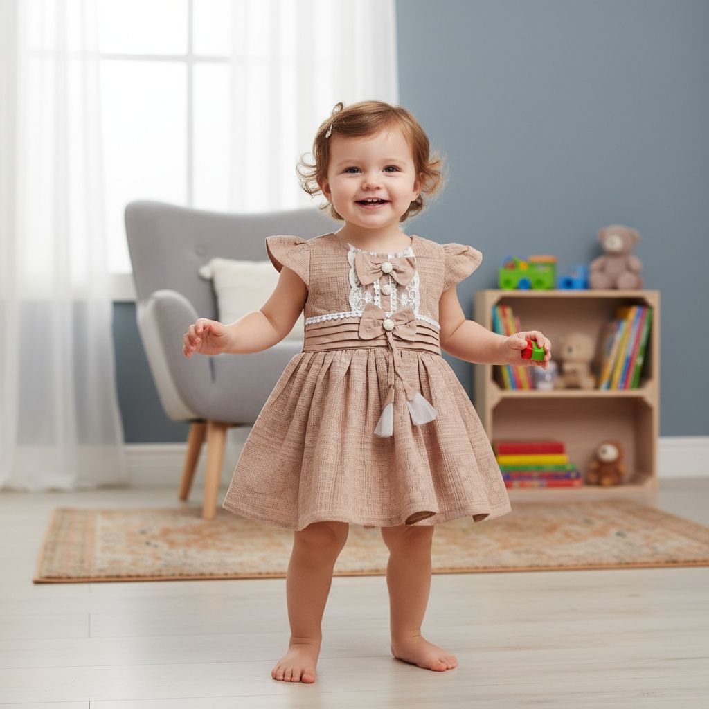 ​Girls Brown Designer Party Wear Dress