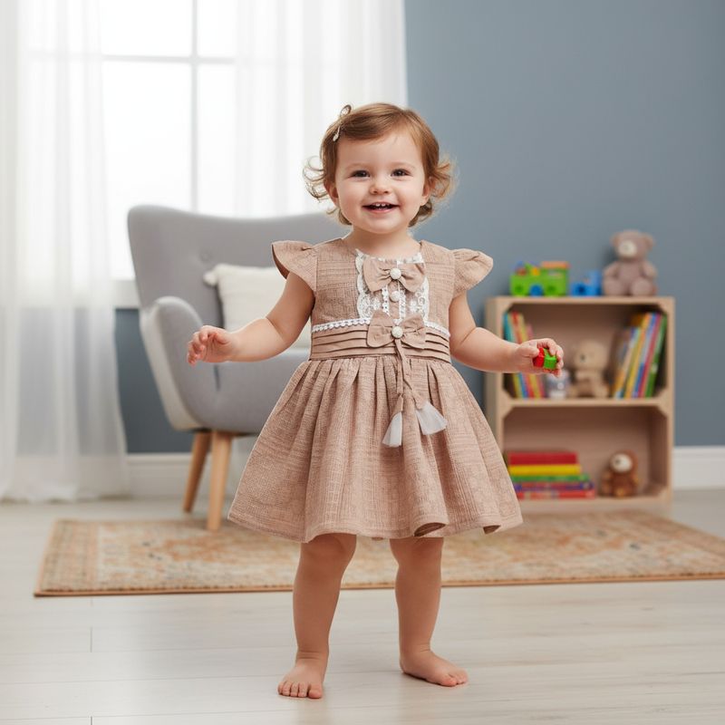 ​Girls Brown Designer Party Wear Dress